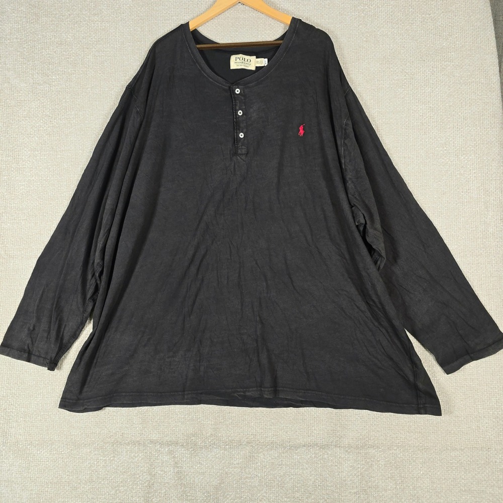 Polo Denim & Supply Ralph Lauren Mens Black Henley Shirt 5XB Long Sleeve Cotton